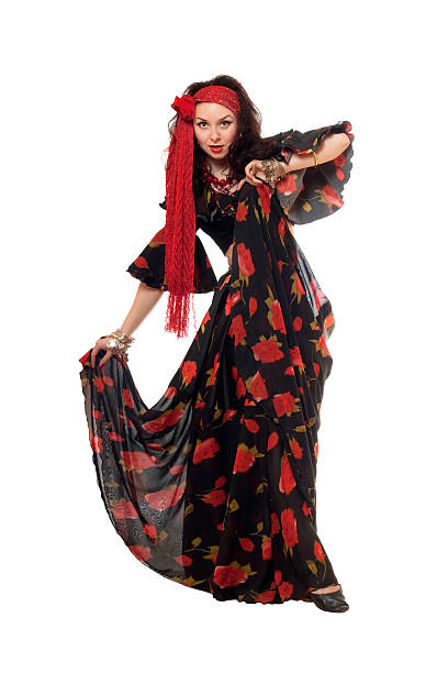 istock Dancing gypsy woman. Isolated 187464168