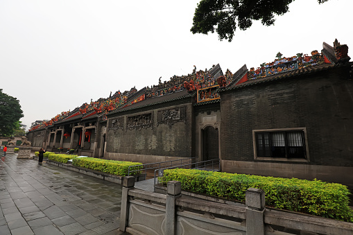 Ancient ancestral hall courtyard with Chinese architectural style, Guangzhou City, Guangdong Province, China