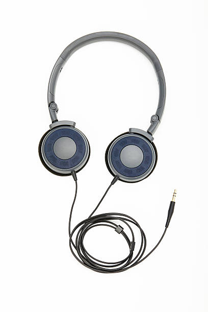 istock Modern portable audio earphones isolated on a white background 187464683
