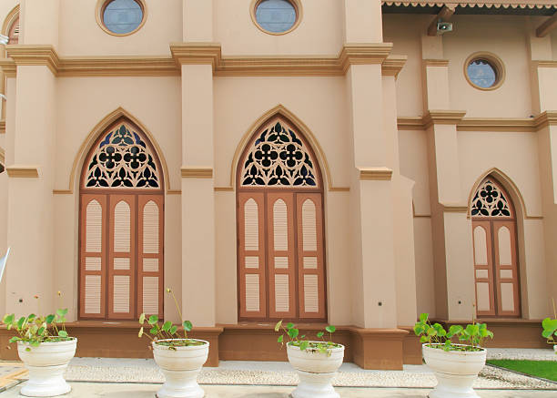 istock Brown wood church window 187464796