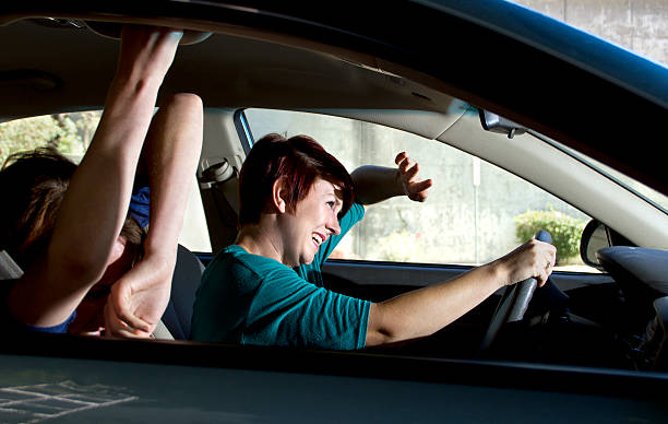 istock Car Crash Accident with a Female Driver and Passenger Bracing 187466728