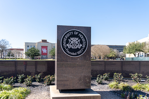 Houston, Texas, USA - February 27, 2022: University of Houston campus in Houston, Texas, USA. The University of Houston (UH) is a public research university. editorial use only.