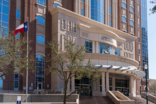 Houston, Texas, USA - February 27, 2022: Harris County Civil Courthouse in Houston, Texas, USA.