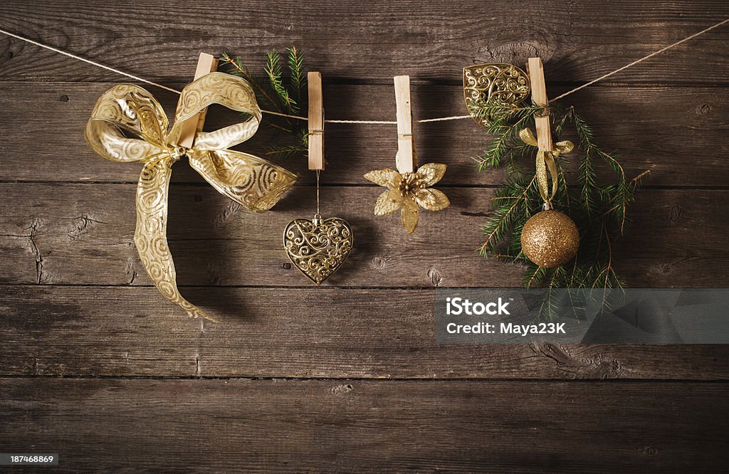 Dekoracja świąteczna na drewnianym tle - Zbiór zdjęć royalty-free (Adwent)