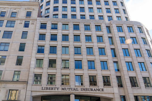 Liberty Mutual Insurance office building in Boston, MA, USA, on November 11, 2023. Liberty Mutual Group (Liberty Mutual Insurance), is an American diversified global insurer.