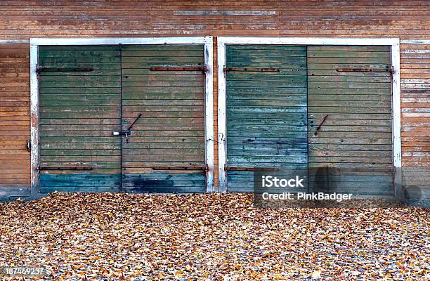 Porte Di Garage In Autunno - Fotografie stock e altre immagini di Autunno - Autunno, Composizione orizzontale, Due oggetti
