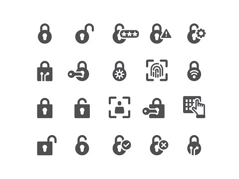 Padlock, lock, security, key, keyhole, icon, icon set, safety, network security, cyber security, PIN Entry