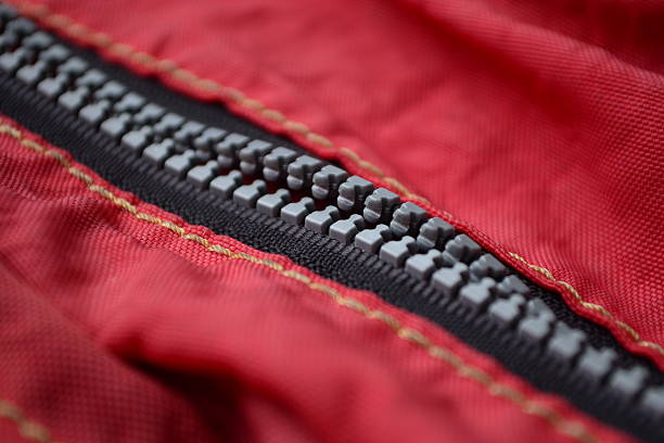 istock vivid red fabric with  Nylon plastic zippers 187470795