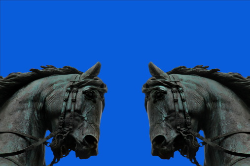 Bronze horse heads