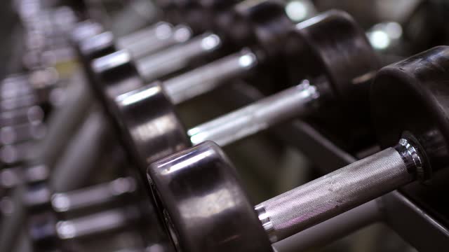 Heavy Dumbbells In A Rack At A Gym In Kuwait