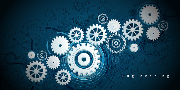 Gears Symbols Design Working Abstract Background stock illustration
