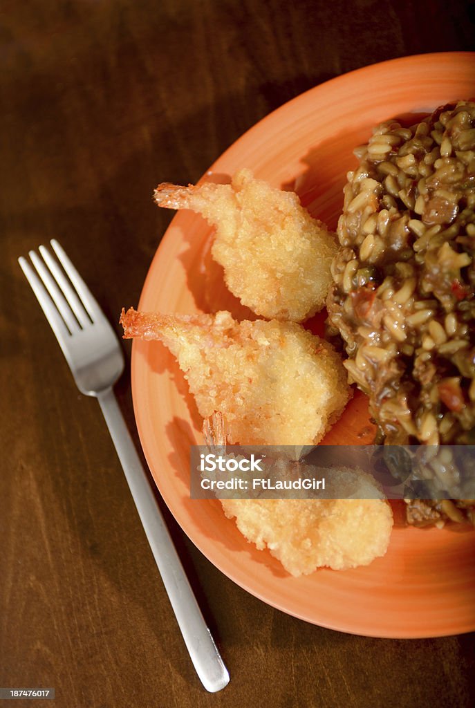 fried shrimp fried shrimp with rice side dish Appetizer Stock Photo