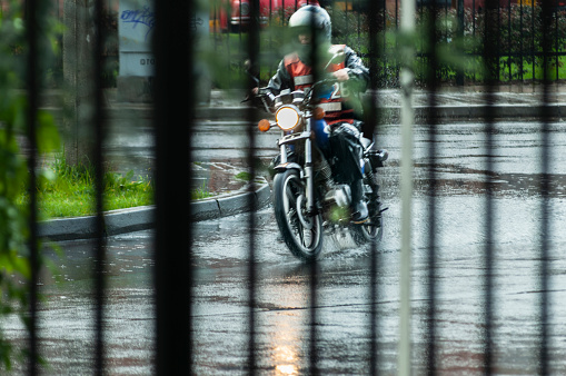 Man Motorcycle rain