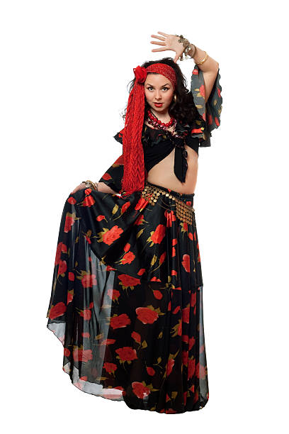 istock Dancing gypsy woman in a black skirt 187476352