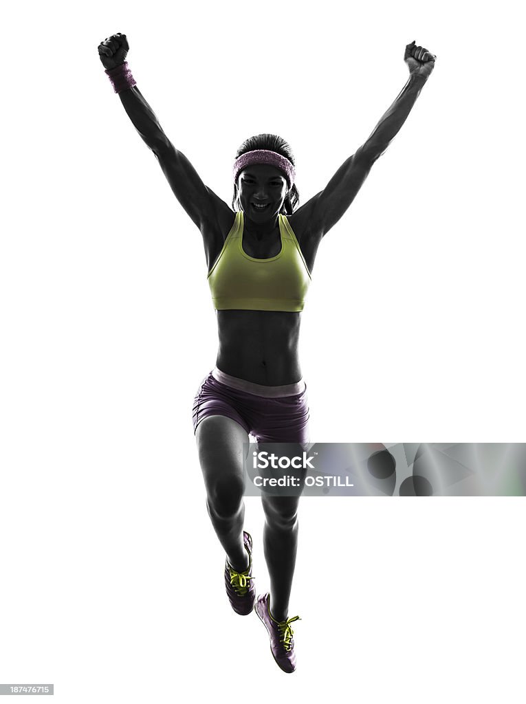 Salto de corrida silhueta de mulher Corredor - Royalty-free Correr Foto de stock