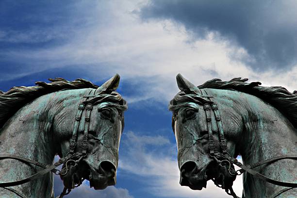 istock Bronze horse heads 187477042