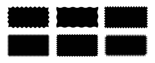 Zigzag edge rectangle shapes set isolated on white background. Vector illustration Zigzag edge rectangle shapes set isolated on white background. Vector illustration. zigzag stock illustrations