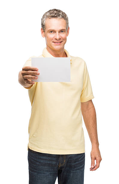 istock Happy man holding a small sign 187479233