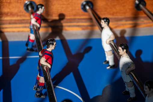 detail of the figures of a table soccer, foosball