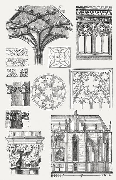 готический элементы - ribbed vaulting stock illustrations