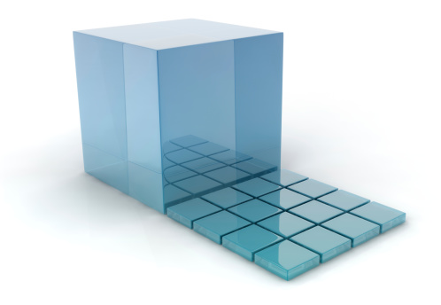 glass cubes on white background.