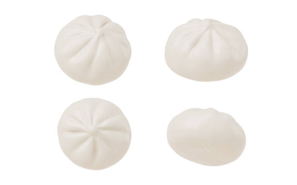Chinese food steamed stuffed bun baozi, 3d rendering.