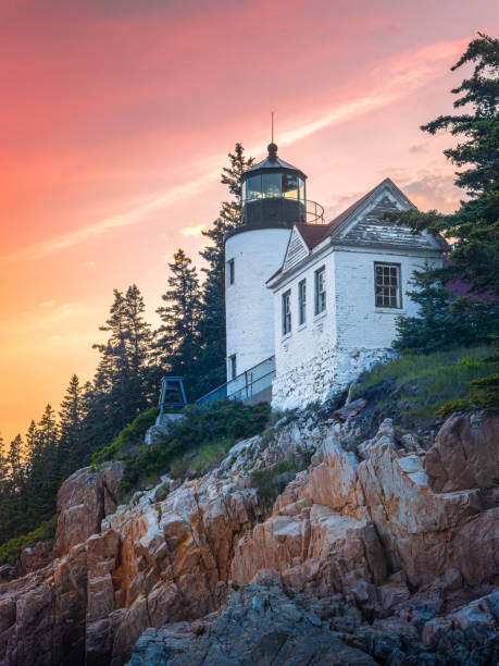 The Bass Harbor Head Light Station is located in Tremont, Maine, and marks the entrance to Bass Harbor and Blue Hill Bay on Mount Desert Island's southwest corner. Bass Harbor Head Light Station was constructed in 1858 from funds appropriated by Congress. The site was considered significant from 1858 to 1948 for its mid-19th Century design and construction, and for its association with Maine’s critical reliance on maritime transportation and aids that made that transportation possible. It was added to the National Register of Historic Places in 1988.