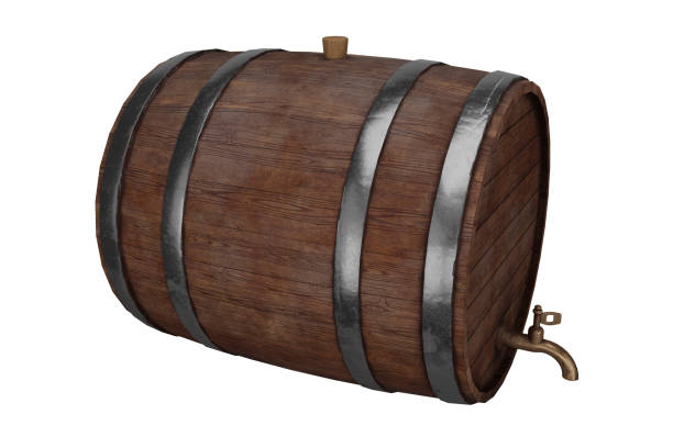 istock 3d rendering wooden beer barrel isolated on white background 1874874958