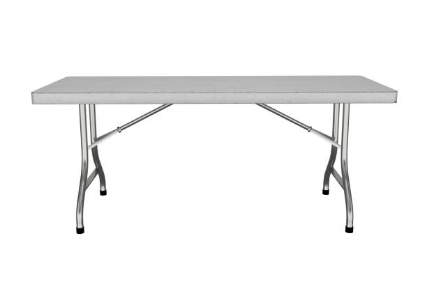 3d rendering white folding table isolated on white background 3d image object isolated on white background folding stock pictures, royalty-free photos & images