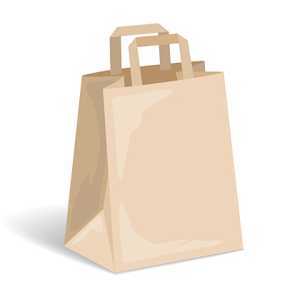 Vector Illustration of a Paper Bag Shop Over White Background