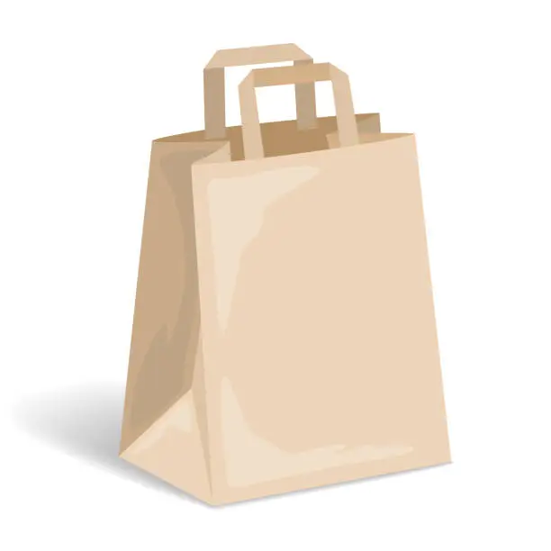 Vector illustration of Paper Bag Shop Over White Background