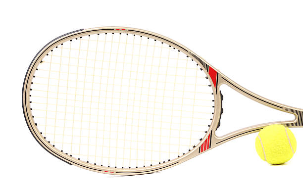 istock Gray tennis racket and yellow ball. 187490401