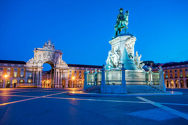 istock statue of King Joze I in evening illumination 187491460