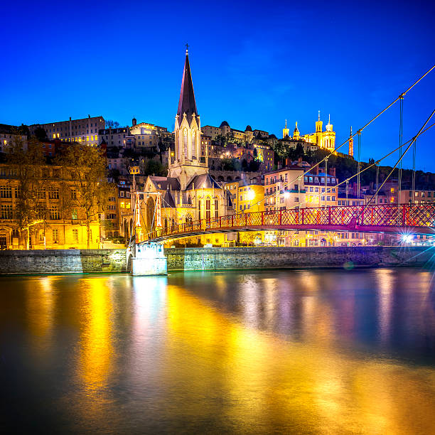 istock Lyon by nigt with lights 187493017