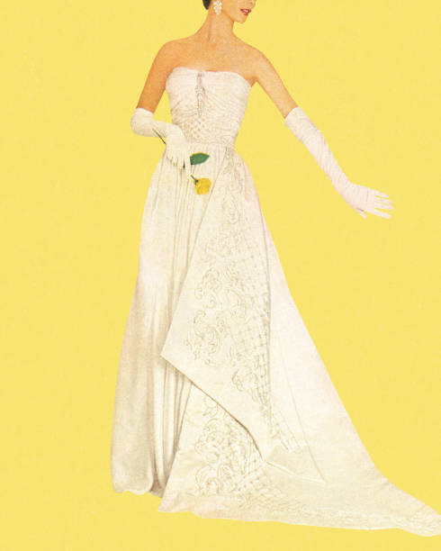 ilustraciones, imágenes clip art, dibujos animados e iconos de stock de woman wearing white dress y sosteniendo rosas - colored background adult photography color image