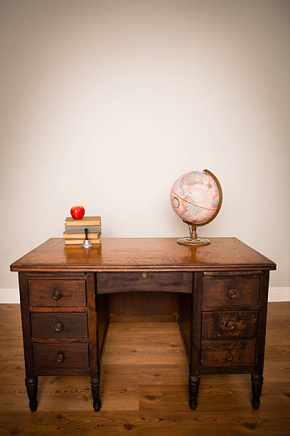 istock Vintage Books and Globe Sitting on Desk, With Copy Space 187493655