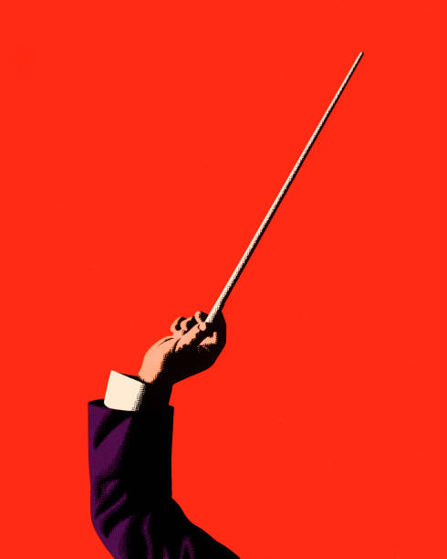 stockillustraties, clipart, cartoons en iconen met conductor holding baton - dirigent