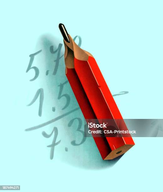 Problema Matemático E Lápis - Arte vetorial de stock e mais imagens de Número - Número, Cifras Financeiras, Lápis