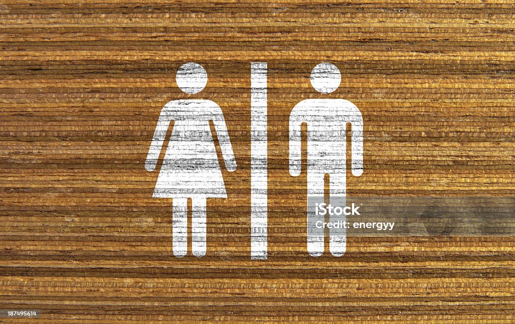 木製の背景に、トイレの標示 - お手洗いのロイヤリティフリーストックフォト