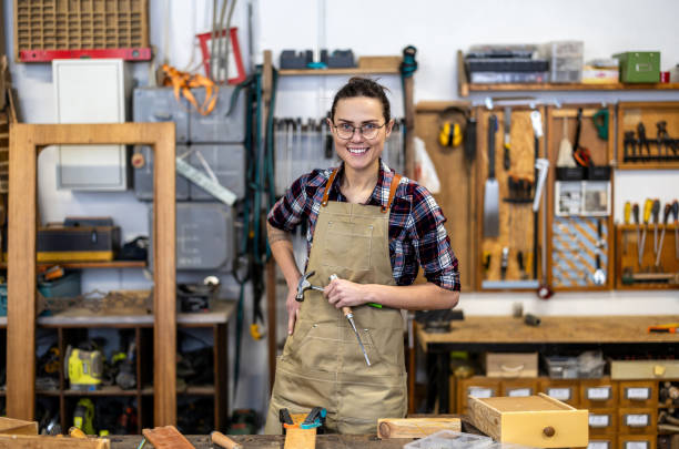 istock Portrait of a confident female carpenter standing in her workshop 1874962338