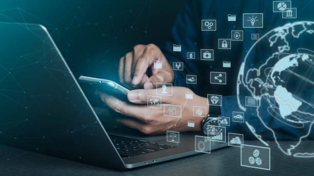 istock Social media concept communication network Access to information Online databases, AI technology, robot interactions, chatbots, document sharing, and cyber security 1874964462