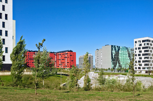 Detail of a modern housing project in the district of Lakua, Vitoria, Spain.