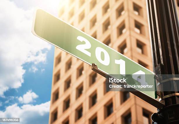 2014 Silvesterstreetschild Stockfoto und mehr Bilder von 2014 - 2014, Der Weg nach vorne, Feiertag