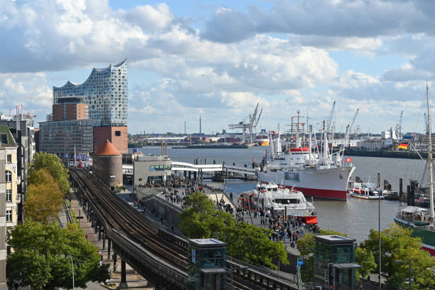 Some ships in the old Hamburg harbor, Germany