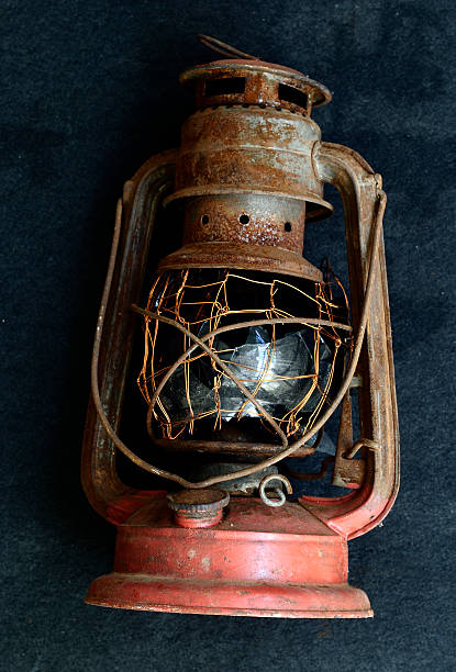 Red kerosene lamp stock photo