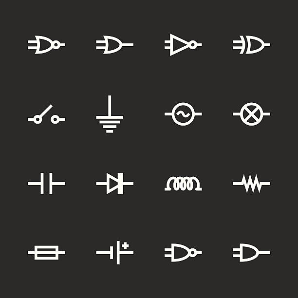 Electronic Circuit Icons - White Series Electronic Circuit Icons White Series Vector EPS10 File. electrical fuse stock illustrations
