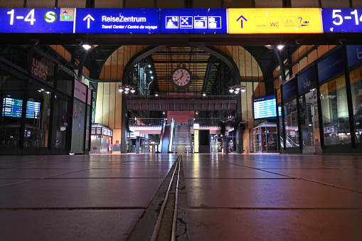 Frankfurt, Germany - July 18, 2023: ICE high-speed train of DB Deutsche Bahn at main railway station in Frankfurt, Germany.