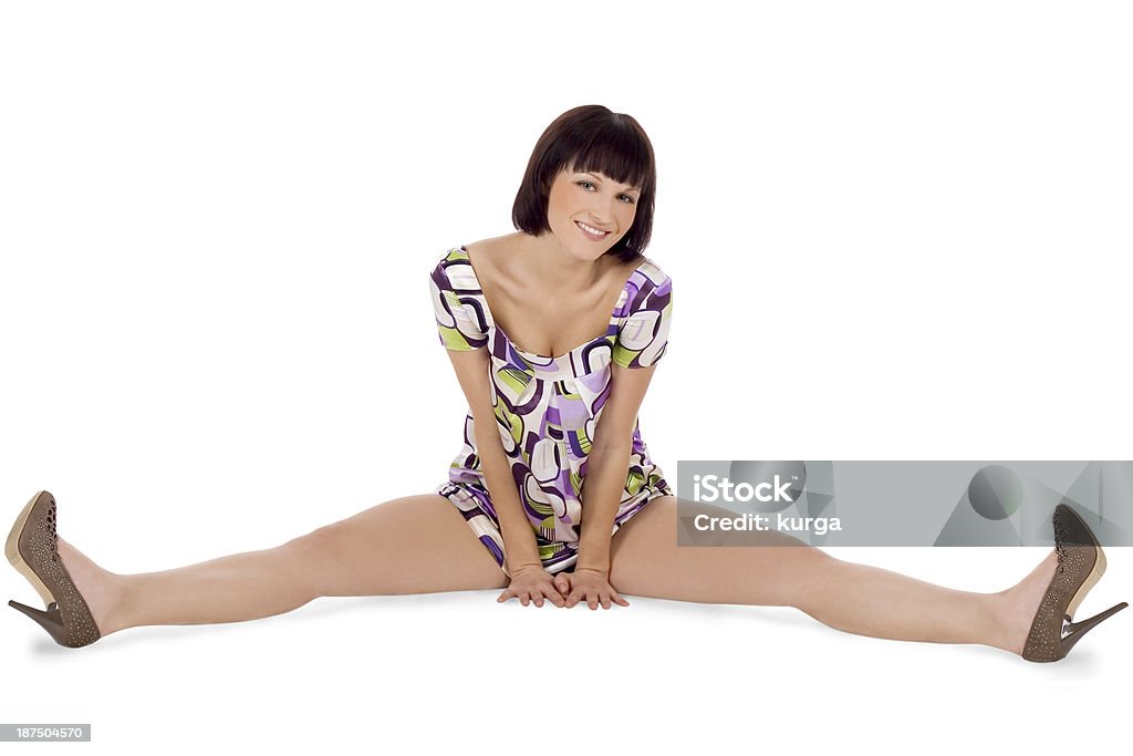 Bem imagem de sexy em Vestido colorido brunette - Foto de stock de Adulto royalty-free