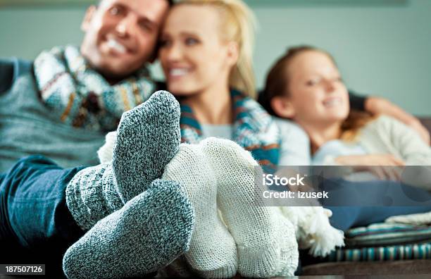Happy Family Winter Portrait Stock Photo - Download Image Now - Family, Sock, Winter