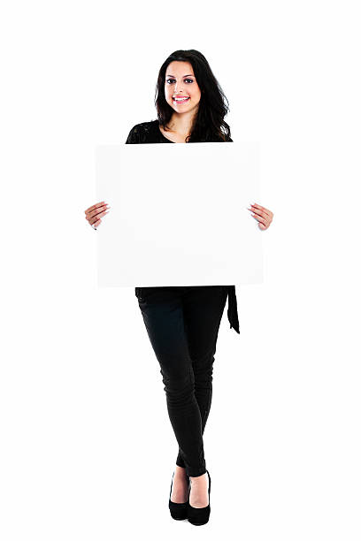 istock Young woman holding blank board 187507132